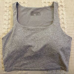 Yogalicious Lux Brown Heathered Athletic Crop Top with Padded Shelf Bra in XS